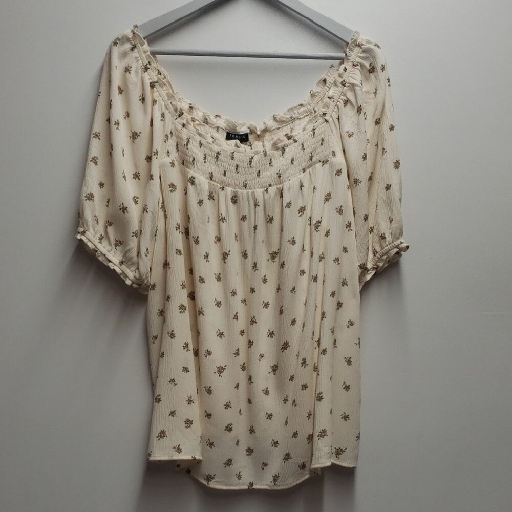 Torrid Washable Gauze Smocked Yoke Top Women's Size 2X